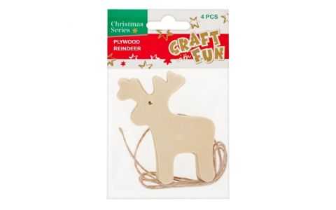 Vianočná dekorácia Drevený sob na zavesenie 4ks