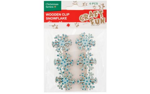 Vianočná dekorácia štipce snehové vločky 6ks