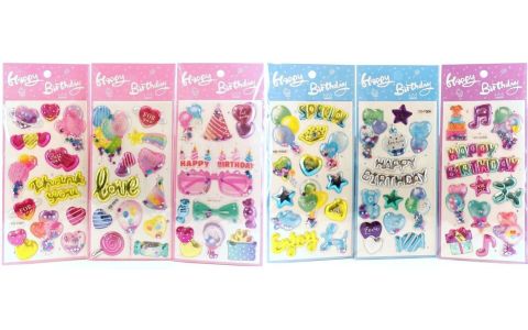 Nálepky s glitrami Happy Birthday - modrá