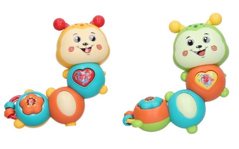 Húsenica hrkálka s efektmi 15cm - žltá