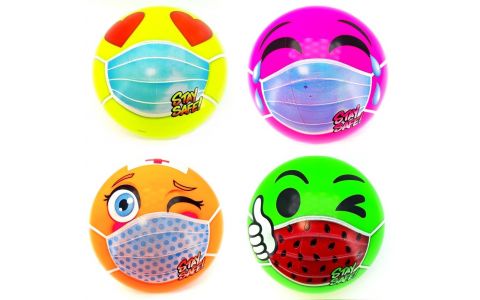 Lopta Smajlík s rúškom 11cm - žltá