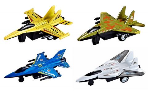 Stíhačka kov na spätné naťiahnutie 10cm - žltá