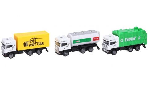 Auto kovové 11,5cm/3druhy - smetiarske auto