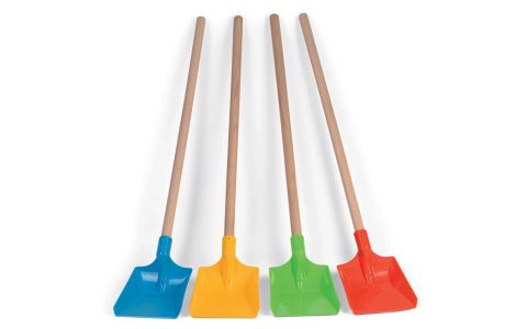 Plastová lopatka s drevenou rúčkou 75cm - žltá