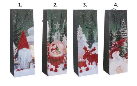 Vianočná taška na fľašu 12x36x9cm - náhodný Vianočná taška na fľašu 12x36x9cm - náhodný