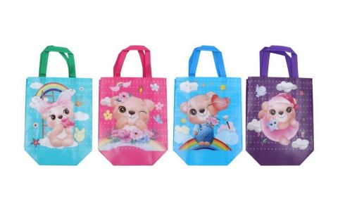 Taška netkaná textília 27cm - modrá