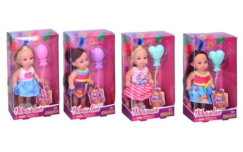 Bábika s balónikom 11cm - hnedovlasá