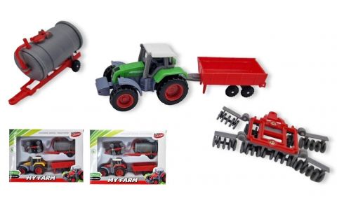 Traktor s prívesom My Farm 1:72 - žltá