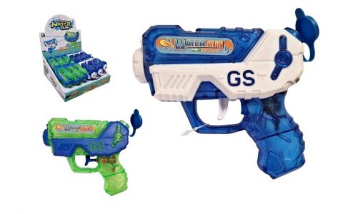 Pištoľ vodná priehľadná 15cm - náhodná