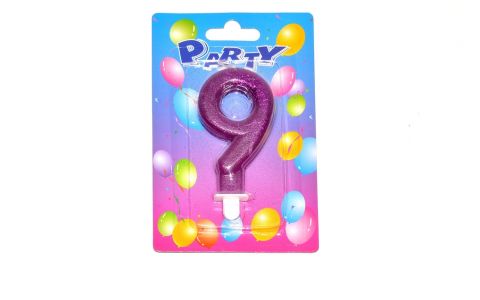 Tortová sviečka glitter č.9