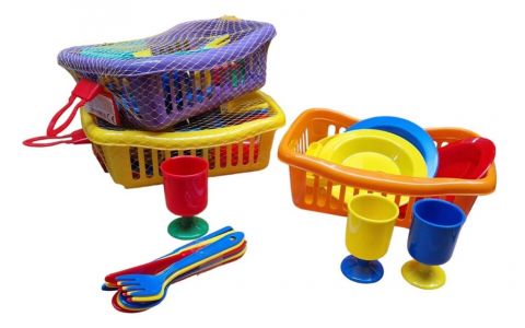 Piknik mini set v košíku 22cm - žltá