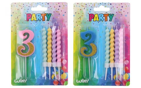 Tortová sviečka číslo:3+4sviečky - náhodná