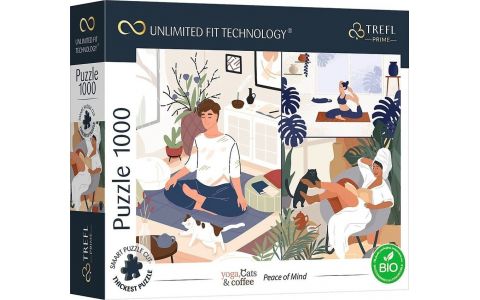 Trefl Prime Puzzle 1000 UFT - Joga, mačky a káva: Pokoj v duši