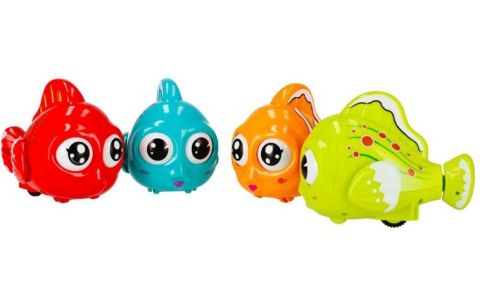 Rybička farebná na zotrvačník 8cm - červená