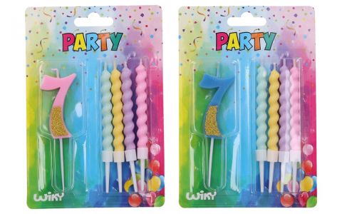 Tortová sviečka číslo:7+4sviečky - modrá