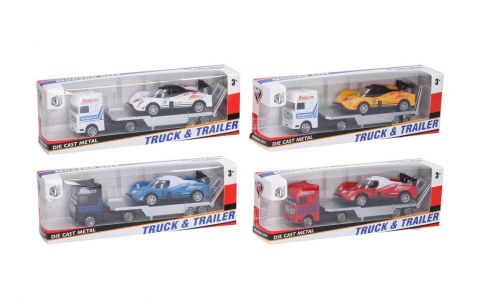 Auto ťahač so závodným autom 18,5cm - náhodná