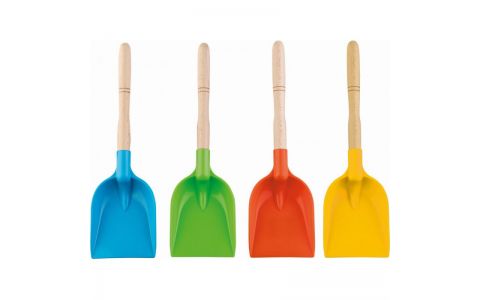 Plastová lopatka s drevenou rúčkou 33cm - žltá Plastová lopatka s drevenou rúčkou 33cm - žltá