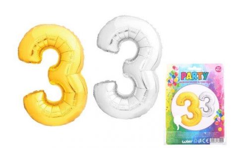 Balónik v tvare čísla 3 - strieborná