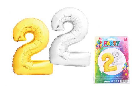 Balónik v tvare čísla 2 - strieborná