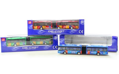 Autobus kovový kĺbový 18cm - modrá