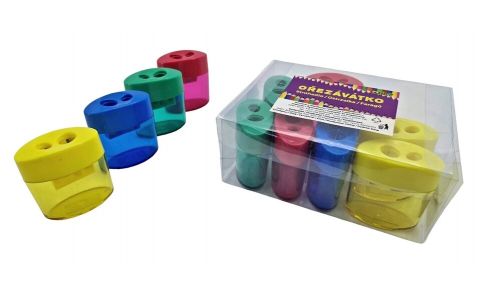 Farebné strúhadlo na ceruzky 2 komory 5x5cm - žltá