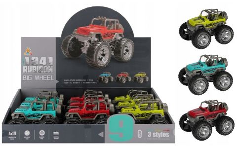 Jeep auto s veľkými kolesami na zotrvačník 13cm - náhodná