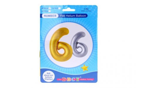 Balónik v tvare čísla 6 - zlatá