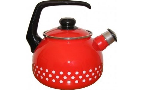 Metalac Čajová kanvica s píšťalkou červená bodky, 2,5L