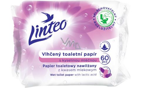 Linteo Vlhčený toaletný papier s kyselinou mliečnou 60 kusov Linteo Vlhčený toaletný papier s kyselinou mliečnou 60 kusov