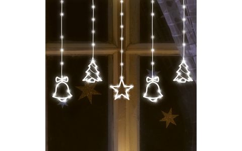  Svietiaci reťazec záves micro LED 10 figúrok studená biela KAF 11/WH SOMOGYI