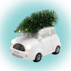 SOMOGYI HOME Keramická figúrka, biele autíčko so stromčekom KDCA 15