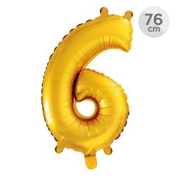 Balón narodeninový 76 cm - číslo 6, zlatý