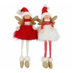 Vianočná dekorácia - anjel s visiacimi nohami 45 cm (2 varianty)