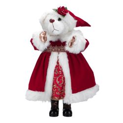 Vianočná dekorácia - medvedica vo vianočnom oblečení 50 cm, červená farba