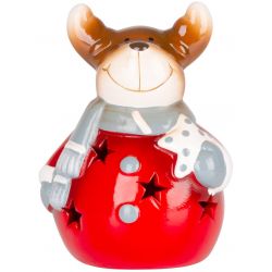 Dekorácia MagicHome Vianoce, Usmiaty sob, LED, terakota, 8,5x8,2x12,5 cm