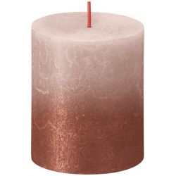 Sviečka Bolsius Rustic, valcová, vianočná, Sunset Misty Pink+ Amber, 80/68 mm
