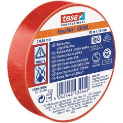 Páska tesa® PRO tesaflex®, elektroizolačná, sPVC, 15 mm, červená, L-10 m
