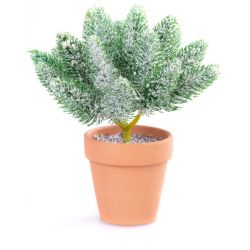 Dekorácia MagicHome Vianoce, vetvičky v črepníku, zasnežená, 20 cm