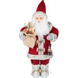 Dekorácia MagicHome Vianoce, Santa s lampášom, červený, 46 cm