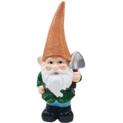 Dekorácia MagicHome, Trpaslík s oranžovým klobúkom, keramika, 12,5x8,5x28 cm