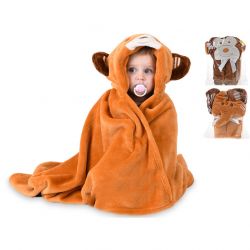 Detská deka zvieratko s kapucňou 100x75cm 3druhy - náhodné