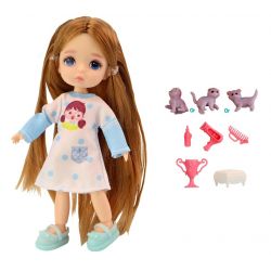 Bábika s ohybnými končatinami a mačičkou 12,5cm