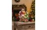 Dekorácia MagicHome Vianoce, Sobík s vozíkom, 4 LED, 3xAA, keramika, 33,50x24x43 cm