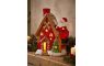 Dekorácia MagicHome Vianoce, Domček so santom na streche, LED, terakota, 2xAAA, 27x13x34 cm