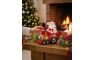 Dekorácia MagicHome Vianoce, Santa s vláčikom, LED, terakota, 10,3x6,3x10,7 cm