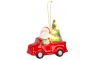 Dekorácia MagicHome Vianoce, Santa v aute, LED, terakota, 12,5x6x11,8 cm