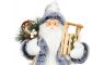 Dekorácia MagicHome Vianoce, Santa so sánkami, biely-šedý, 45 cm