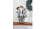 Dekorácia MagicHome Vianoce, Santa so sánkami, biely-šedý, 45 cm