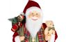Dekorácia MagicHome Vianoce, Santa, s darčekom a medveďom, červený, 46 cm